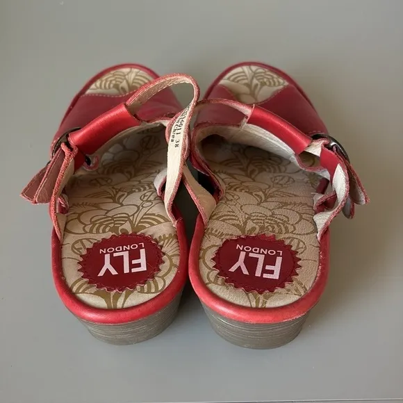 Fly London Peep Toe Wedge Sandals Size 38