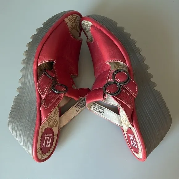 Fly London Peep Toe Wedge Sandals Size 38