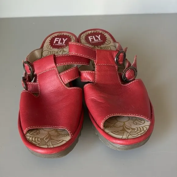 Fly London Peep Toe Wedge Sandals Size 38