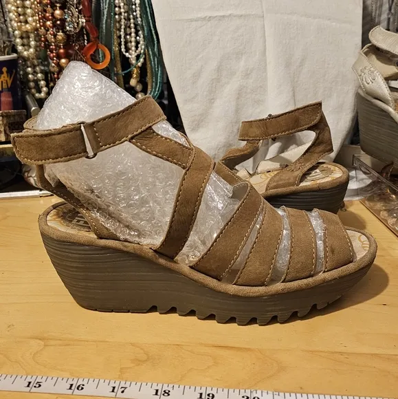 Fly London wedge sandals size 38
