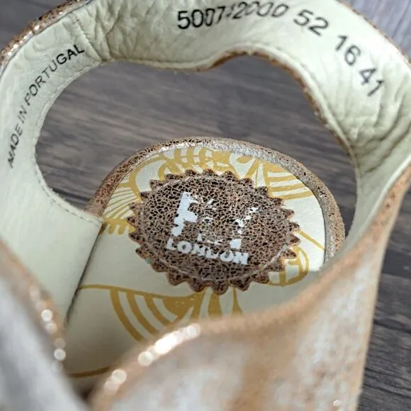Fly London YIFA Lace Up Slingback Peep Toe Wedge Sandals Women's Sz 10 EU41 (GUC