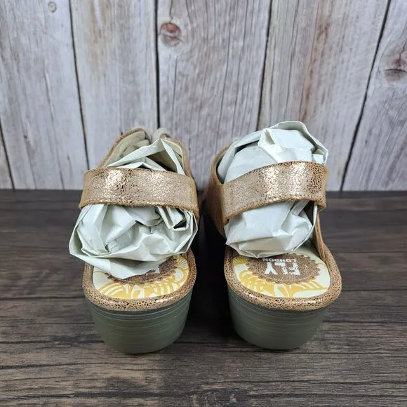 Fly London YIFA Lace Up Slingback Peep Toe Wedge Sandals Women's Sz 10 EU41 (GUC