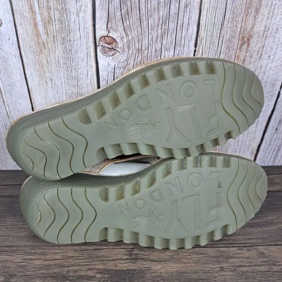 Fly London YIFA Lace Up Slingback Peep Toe Wedge Sandals Women's Sz 10 EU41 (GUC