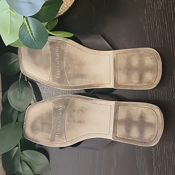 FRANCO SARTO Molana Leather Sandals 7.5 Slides Minimalist Buckle Square Toe