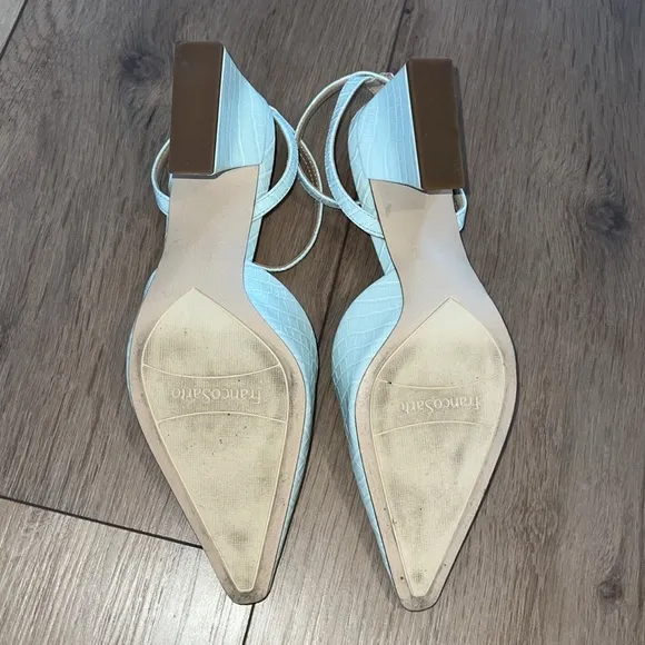 Franco Sarto White Croc-Embossed Slingback Heels