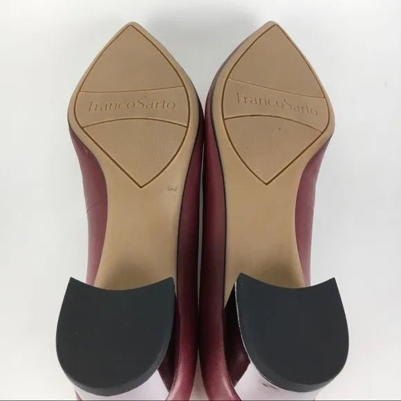 Franco Sarto Womens Vianna Red Leather Slip On Loafers Point Toe Kitten Heel 7.5