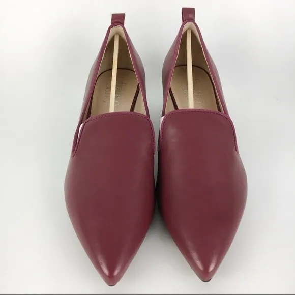Franco Sarto Womens Vianna Red Leather Slip On Loafers Point Toe Kitten Heel 7.5