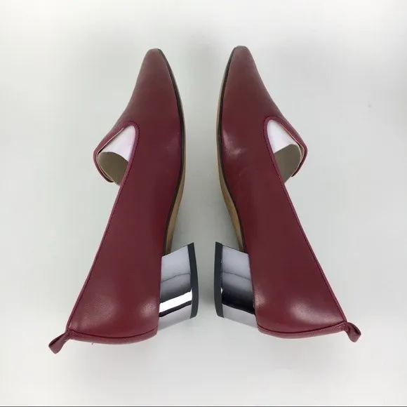 Franco Sarto Womens Vianna Red Leather Slip On Loafers Point Toe Kitten Heel 7.5
