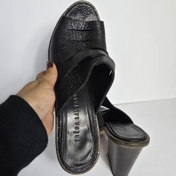 Freda Salvador Leather Peep-Toe Heel Sandals In Black Women's 9