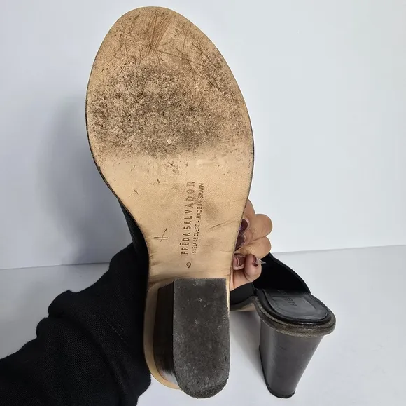Freda Salvador Leather Peep-Toe Heel Sandals In Black Women's 9