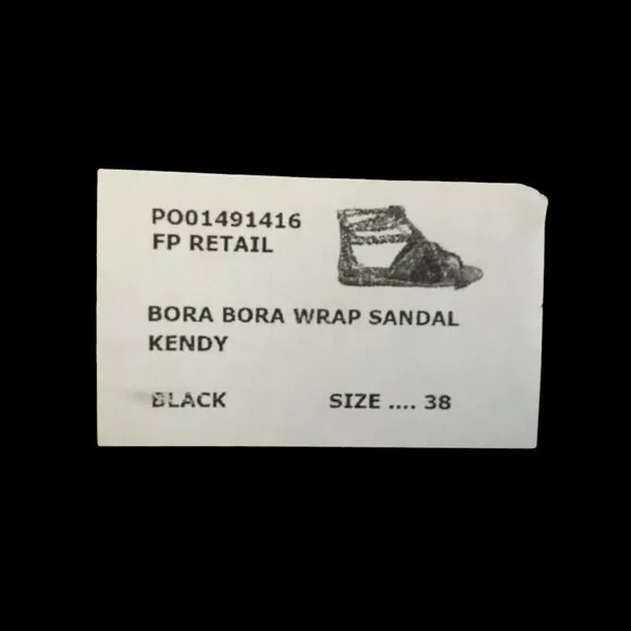 Free People Black Leather Feather Tie Up Gladiator Sandals  Bora Bora 38 8 New