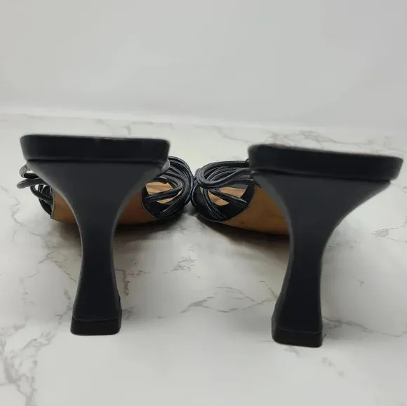 Free People Black Leather Strappy Heeled Sandals 37
