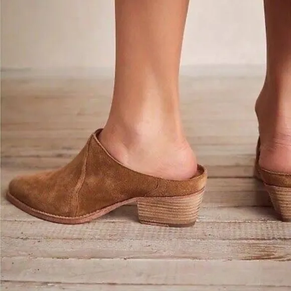 Free People Mules New Frontier Shoes Suede Slip On Casual Western Boho Tan 7