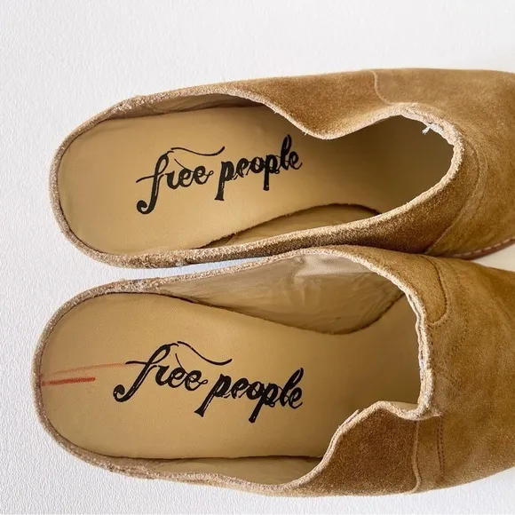 Free People Mules New Frontier Shoes Suede Slip On Casual Western Boho Tan 7