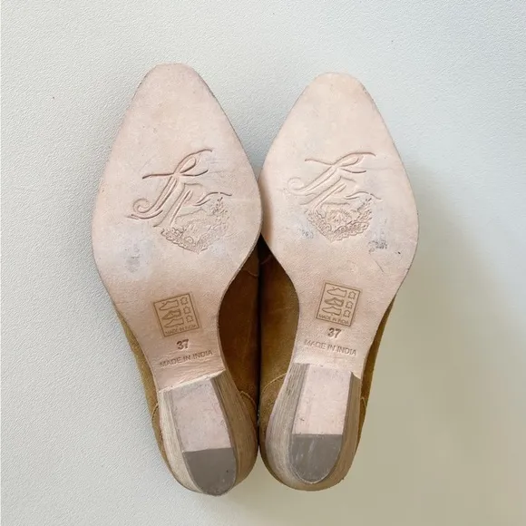 Free People Mules New Frontier Shoes Suede Slip On Casual Western Boho Tan 7