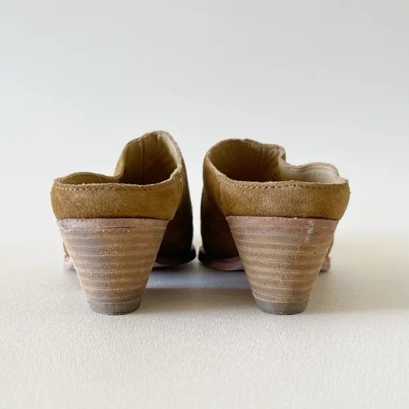 Free People Mules New Frontier Shoes Suede Slip On Casual Western Boho Tan 7