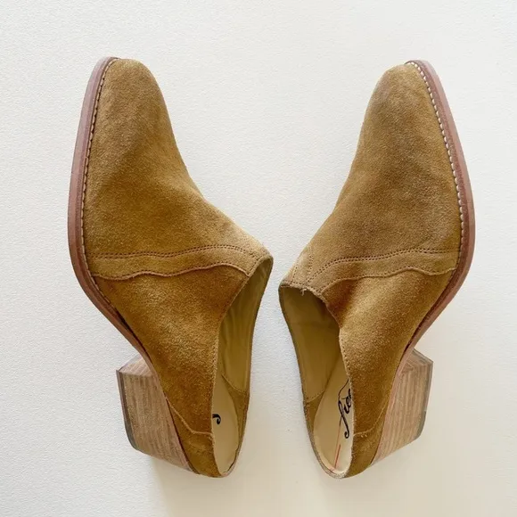 Free People Mules New Frontier Shoes Suede Slip On Casual Western Boho Tan 7