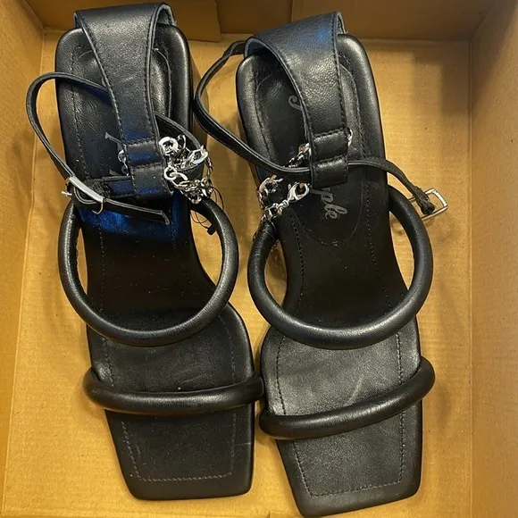 Free People Parker Chain Heel Sandals Black EU 36