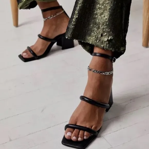 Free People Parker Chain Heel Sandals Black EU 36
