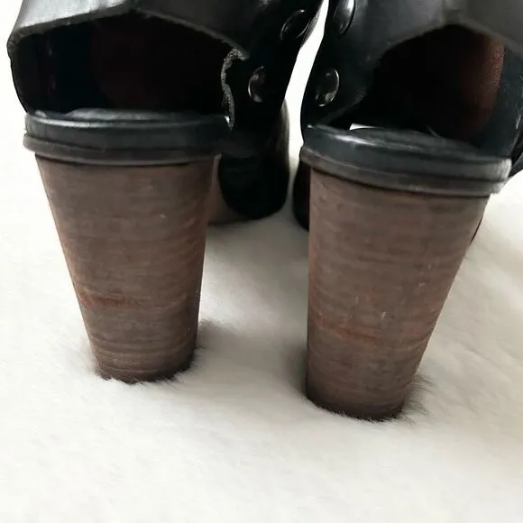 Free People Picture This Leather Peep Toe Heeled Sandals Brown Size EU 39 US 8.5