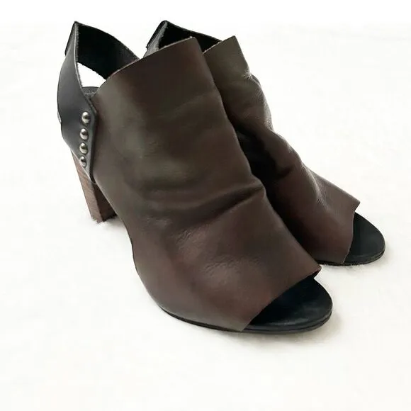 Free People Picture This Leather Peep Toe Heeled Sandals Brown Size EU 39 US 8.5