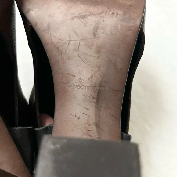 Free People Picture This Leather Peep Toe Heeled Sandals Brown Size EU 39 US 8.5