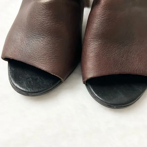Free People Picture This Leather Peep Toe Heeled Sandals Brown Size EU 39 US 8.5
