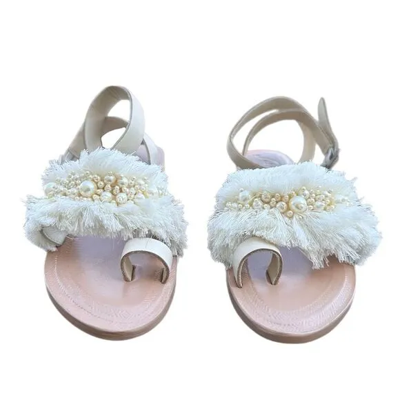 Free People Sun Peaks Embellished Sandals Ivory Size EU 38.5 US 8.5 New with box