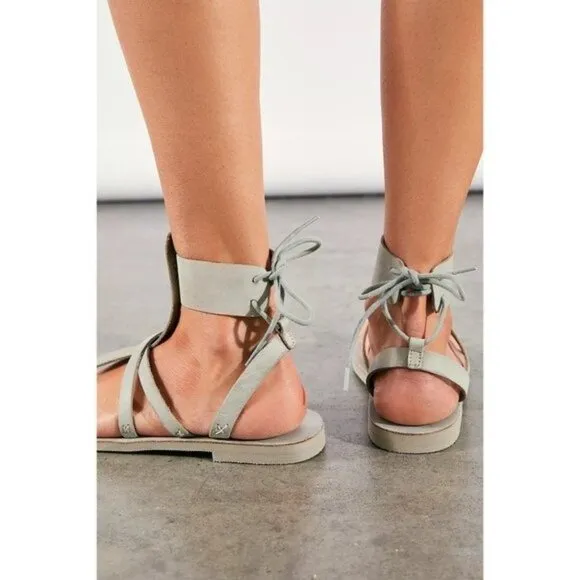 Free People Vacation Day Leather Wrap Sandal in Sky