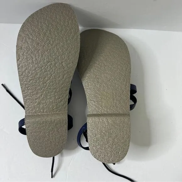 Free people Vacation Day Wrap Leather Sandals Denim blue Sz 39.5