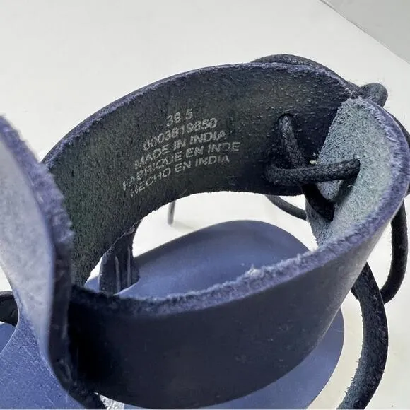 Free people Vacation Day Wrap Leather Sandals Denim blue Sz 39.5