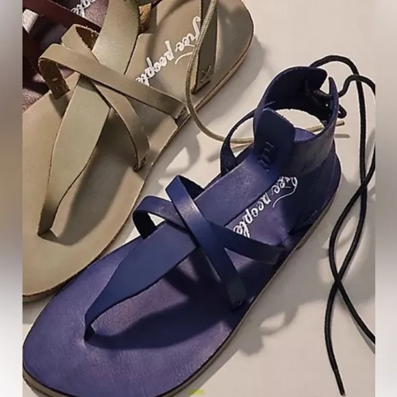 Free People Vacation Day Wrap‎ NavyVachet leather Sandals  39EU 9 US (G 111)