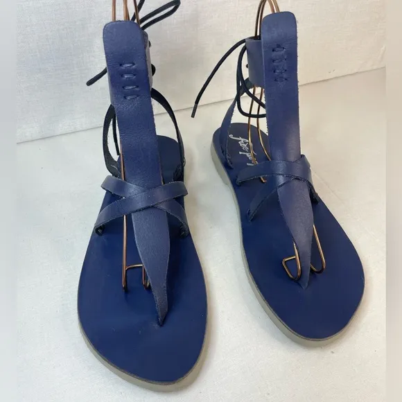 Free People Vacation Day Wrap‎ NavyVachet leather Sandals  39EU 9 US (G 111)
