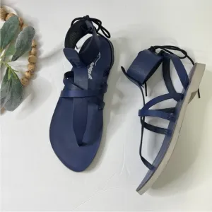 Free People Vacation Day Wrap‎ NavyVachet leather Sandals  39EU 9 US (G 111)