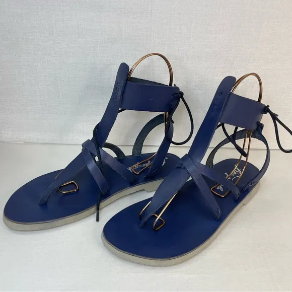 Free People Vacation Day Wrap‎ NavyVachet leather Sandals  39EU 9 US (G 111)