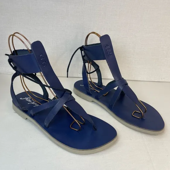 Free People Vacation Day Wrap‎ NavyVachet leather Sandals  39EU 9 US (G 111)