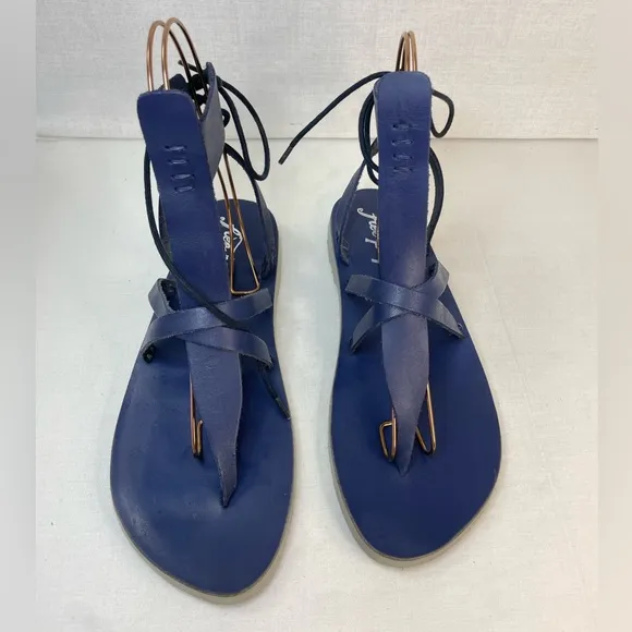 Free People Vacation Day Wrap‎ NavyVachet leather Sandals  39EU 9 US (G 111)