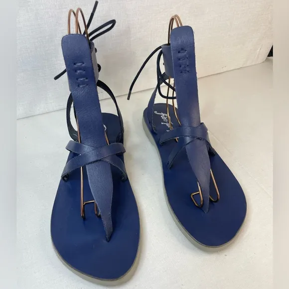 Free People Vacation Day Wrap‎ NavyVachet leather Sandals  39EU 9 US (G 111)