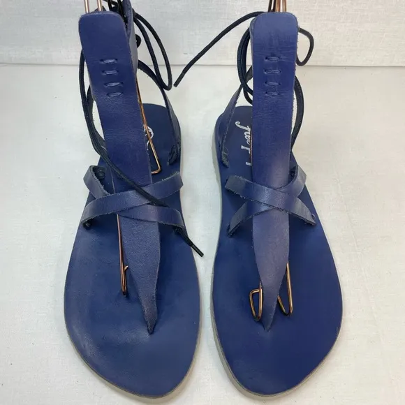 Free People Vacation Day Wrap‎ NavyVachet leather Sandals  39EU 9 US (G 111)