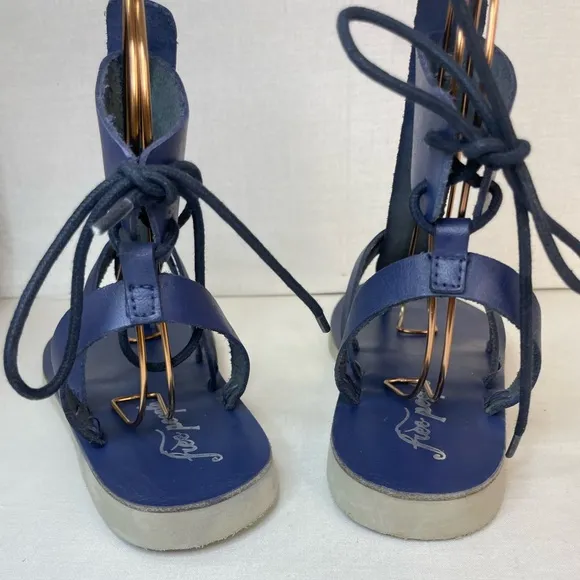 Free People Vacation Day Wrap‎ NavyVachet leather Sandals  39EU 9 US (G 111)