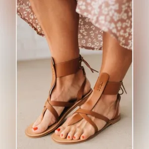 Free People Vacation Day Wrap Sandals NWOT,Brown Strappy Sandals, Size 39