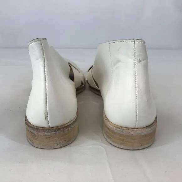 FREE PEOPLE ~ WOMENS 38.5 ~ LEATHER OPEN TOE D'ORSAY SANDALS WHITE