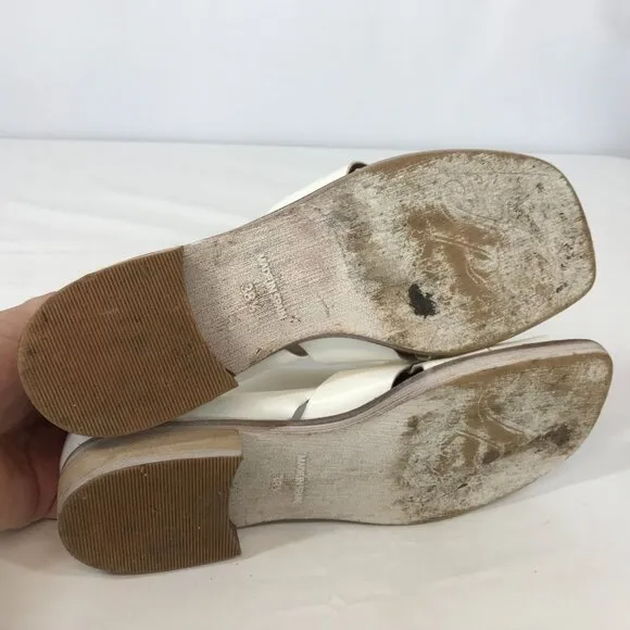 FREE PEOPLE ~ WOMENS 38.5 ~ LEATHER OPEN TOE D'ORSAY SANDALS WHITE