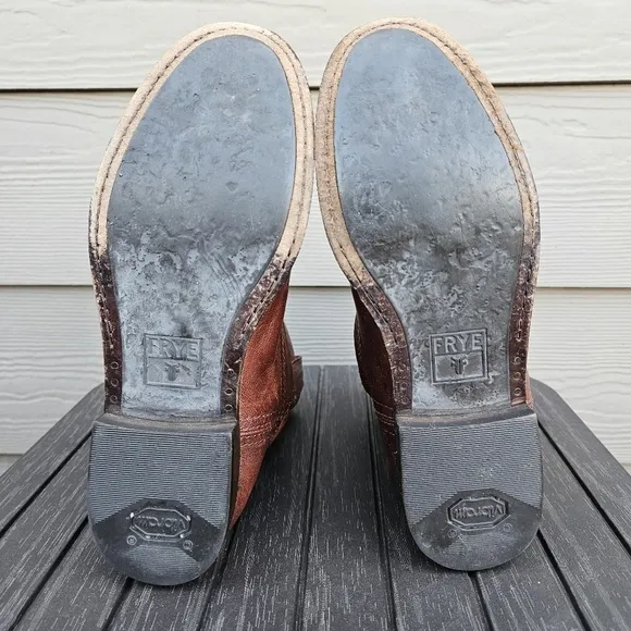 Frye Anna Shortie Boot cognac brown distressed leather style 3471055 size 7 M