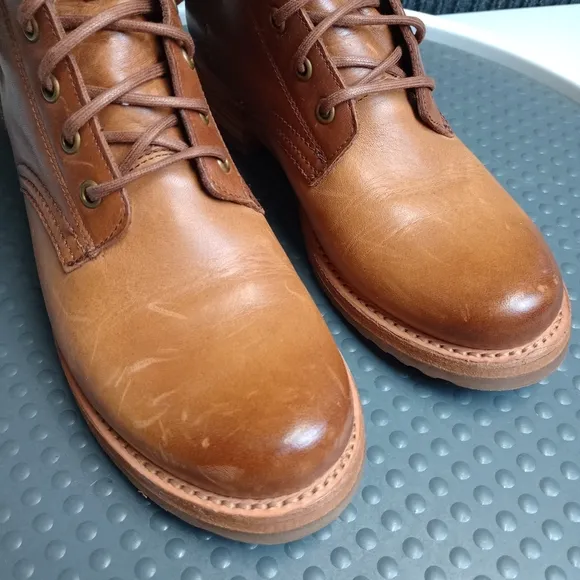 Frye Brown Lace-Up Boots with Glossy Leather Finish