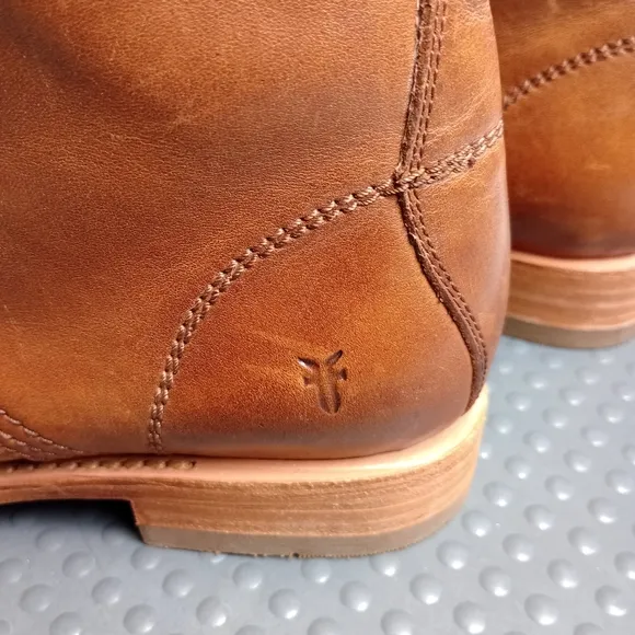 Frye Brown Lace-Up Boots with Glossy Leather Finish