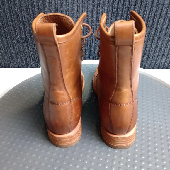 Frye Brown Lace-Up Boots with Glossy Leather Finish