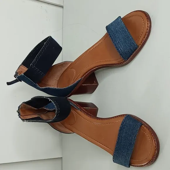 Frye - Denim and Blue Suede Stacked Heel Sandals - 10