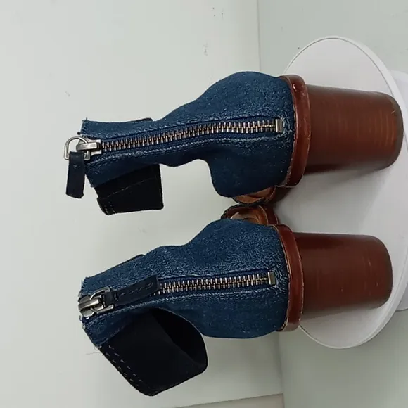 Frye - Denim and Blue Suede Stacked Heel Sandals - 10