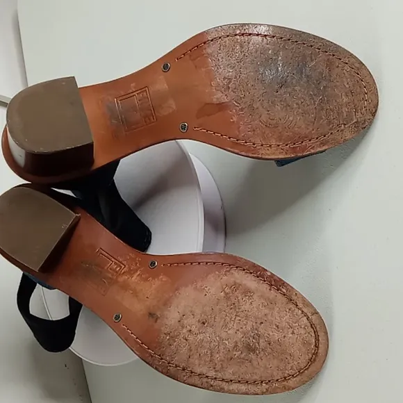 Frye - Denim and Blue Suede Stacked Heel Sandals - 10